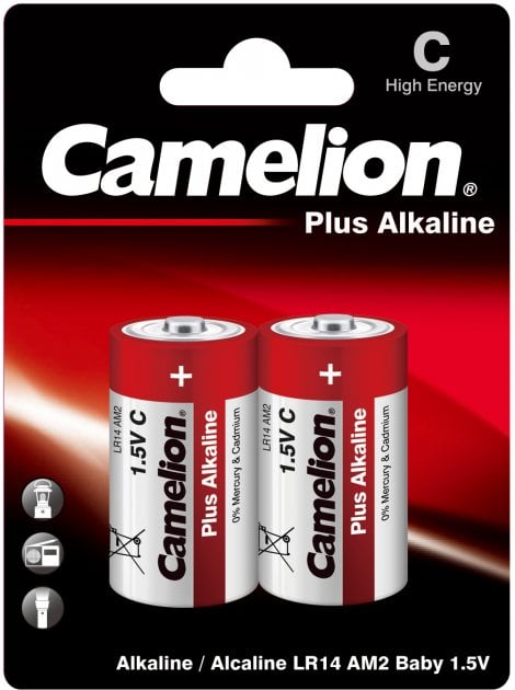 Батарейки Camelion 1,5V С LR14-BP2 Plus Alkaline, 2 шт. (LR14-BP2) - фото 1