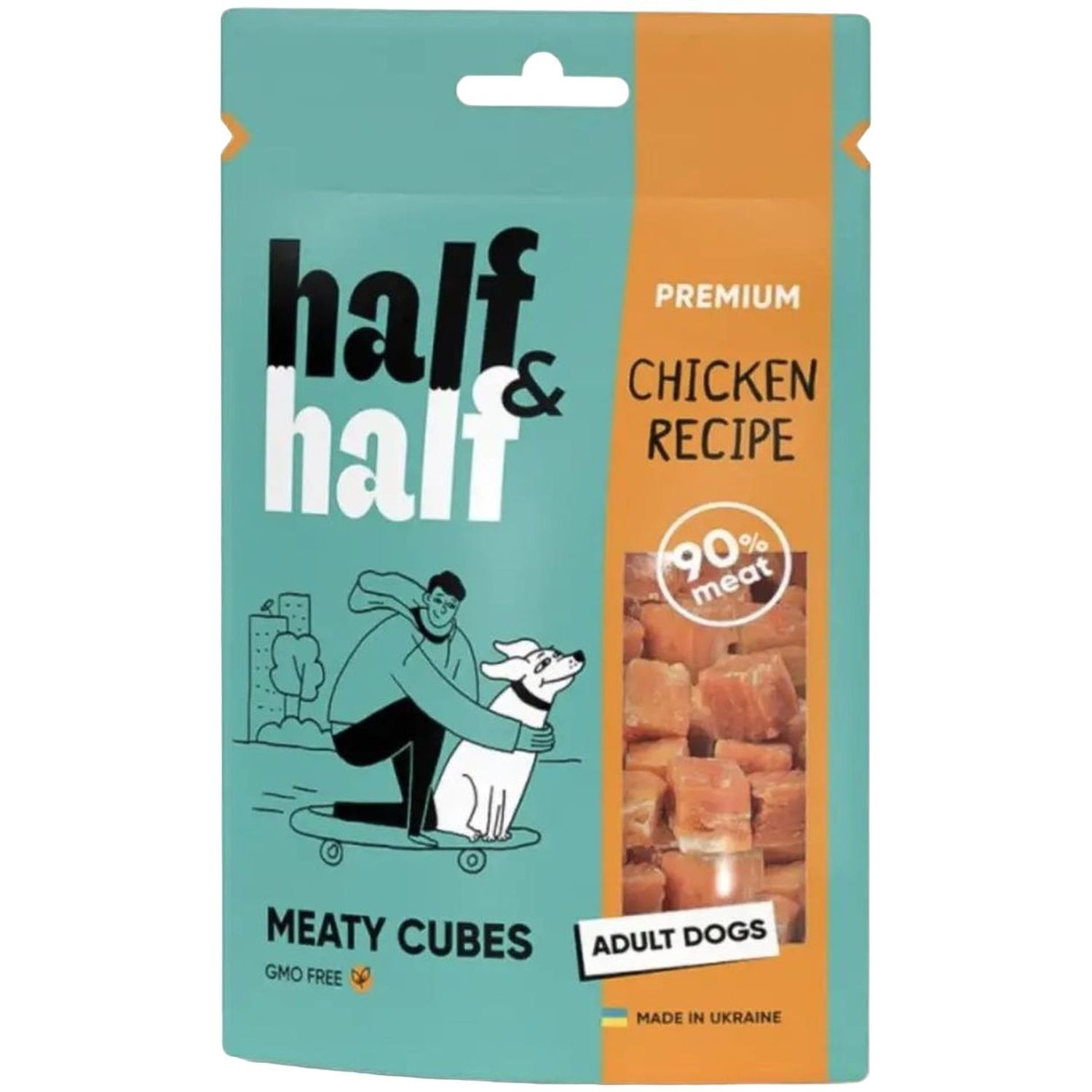 Лакомство для собак Half & Half в форме мясных кубиков с курицей 100 г - фото 1