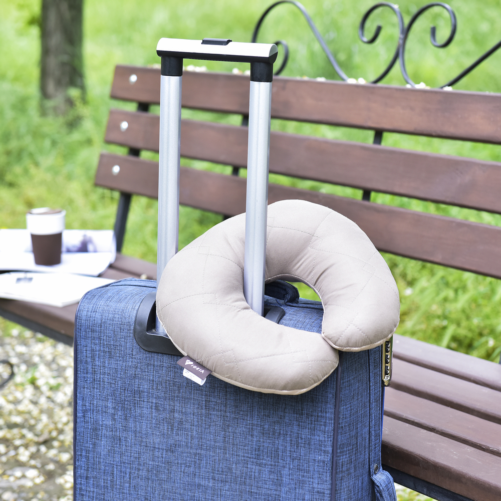 Подушка рогалик для путешествий Ideia Travel, 32х32 см, серо-бежевая (0800073548) - фото 4