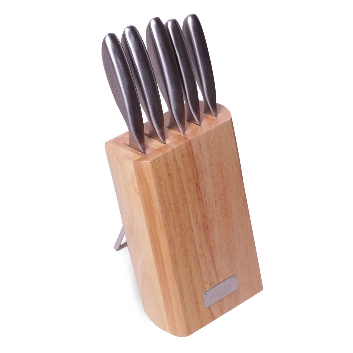Набір ножів Kamille, з дерев'яною підставкою, 6 предметів (KM-5133) - фото 1