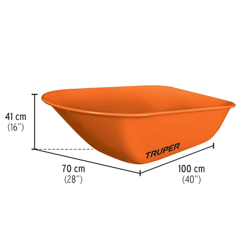 Тачка будівельна Truper двоколісна 118 л помаранчева з лопатою і граблями (CAR-82SPEC) - фото 5