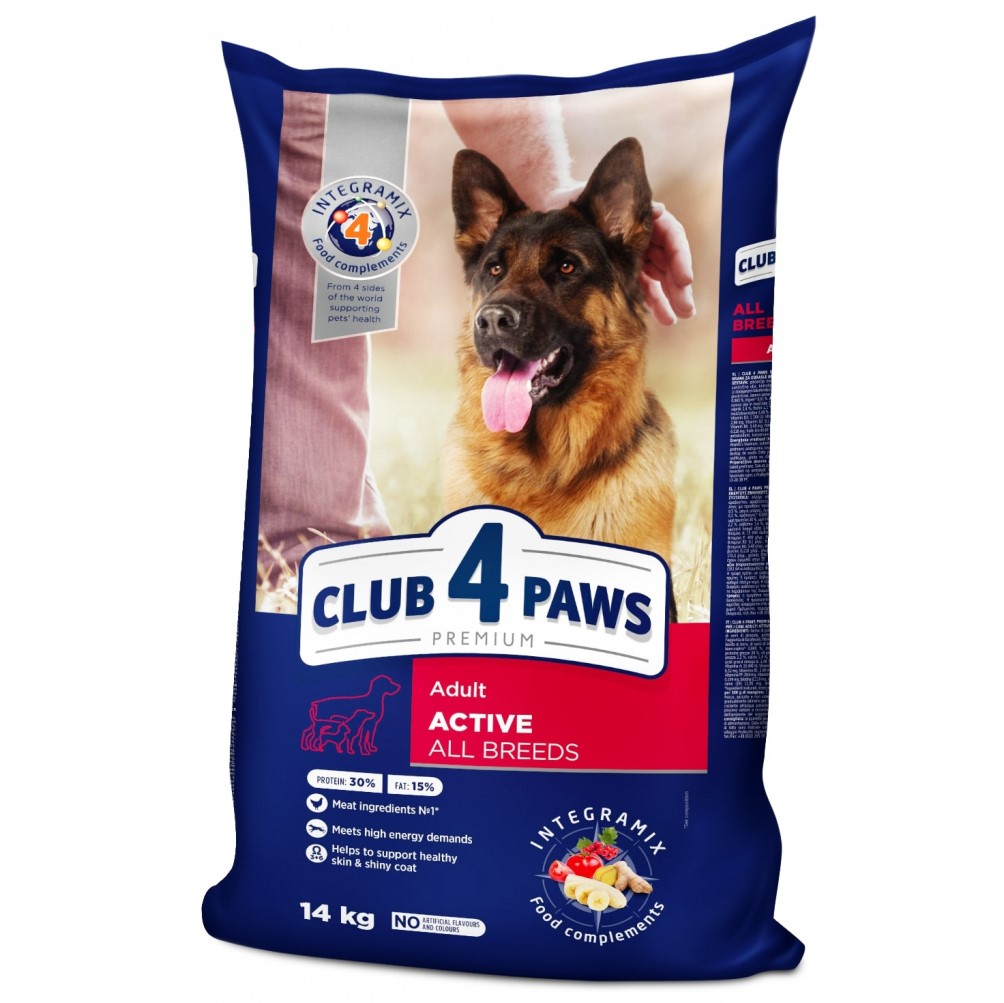Сухой корм для взрослых собак всех пород Club 4 Paws Premium Active, 14 кг (B4530301) - фото 1