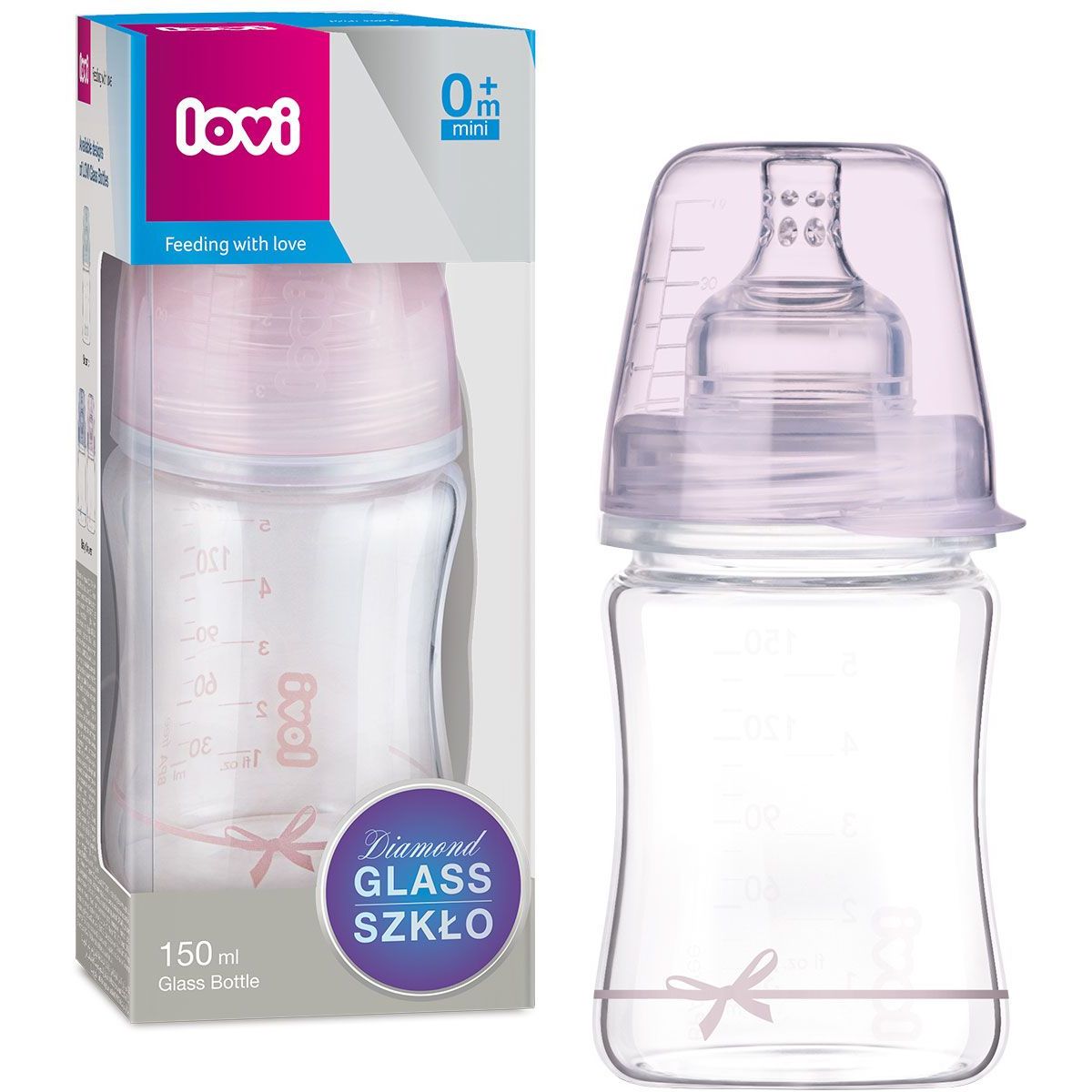 Пляшечка для годування Lovi Diamond Glass Baby Shower girl, 150 мл (74/104girl) - фото 2