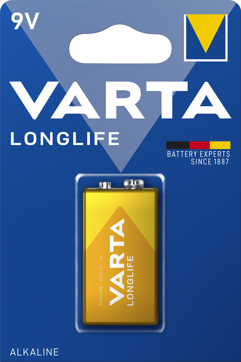 Батарейка Varta Longlife 6LR61 Bli 1 Alkaline, 1 шт. (4122101411) - фото 1