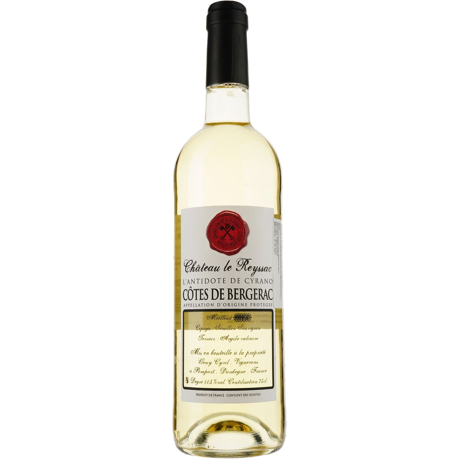 Вино Chateau Le Reyssac l'Antidote De Cyrano Blanc 2020 AOP Bergerac, белое, полусладкое, 0,75 л - фото 1