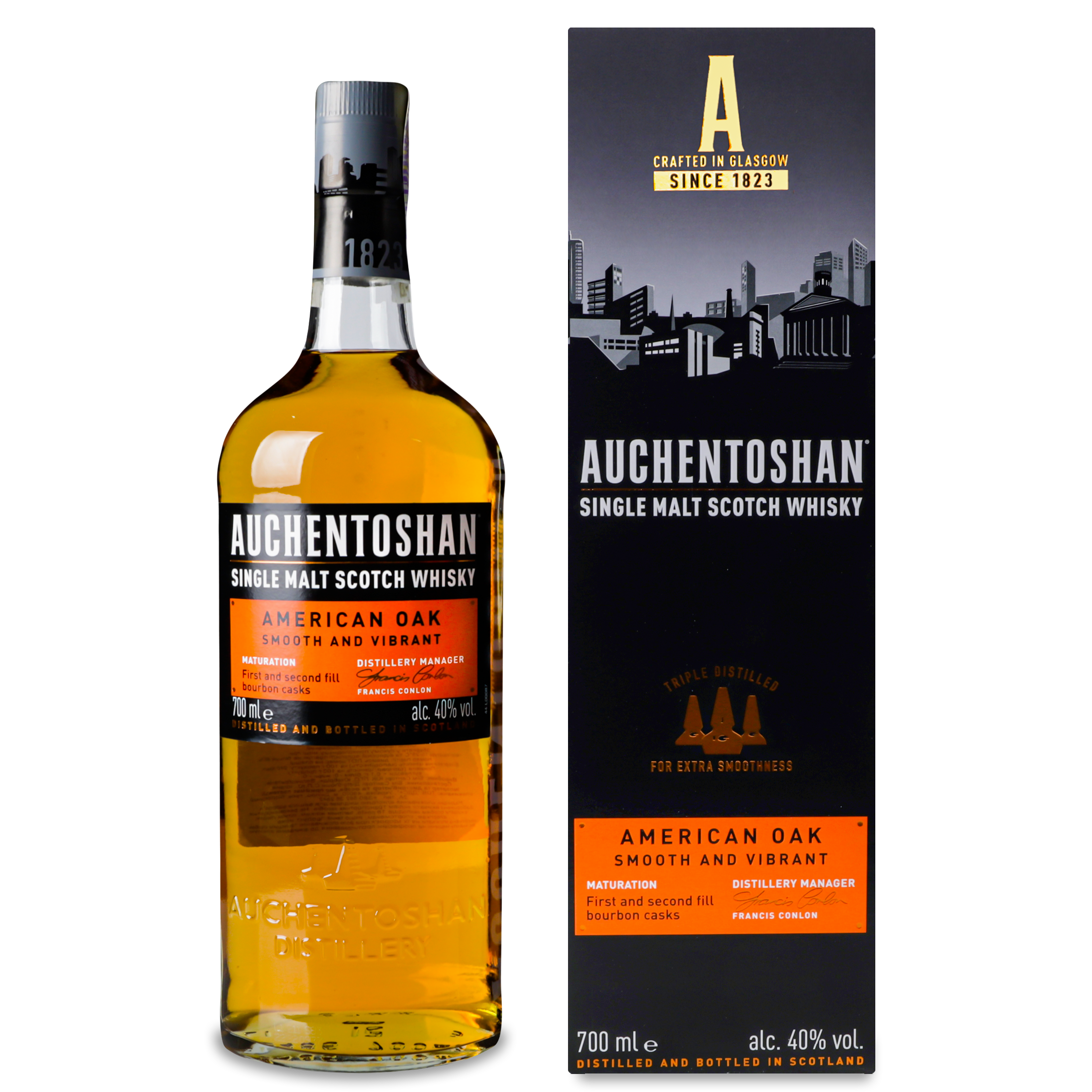 Віскі Auchentoshan American Oak Single Malt Scotch Whisky, 40%, 0,7 л - фото 1