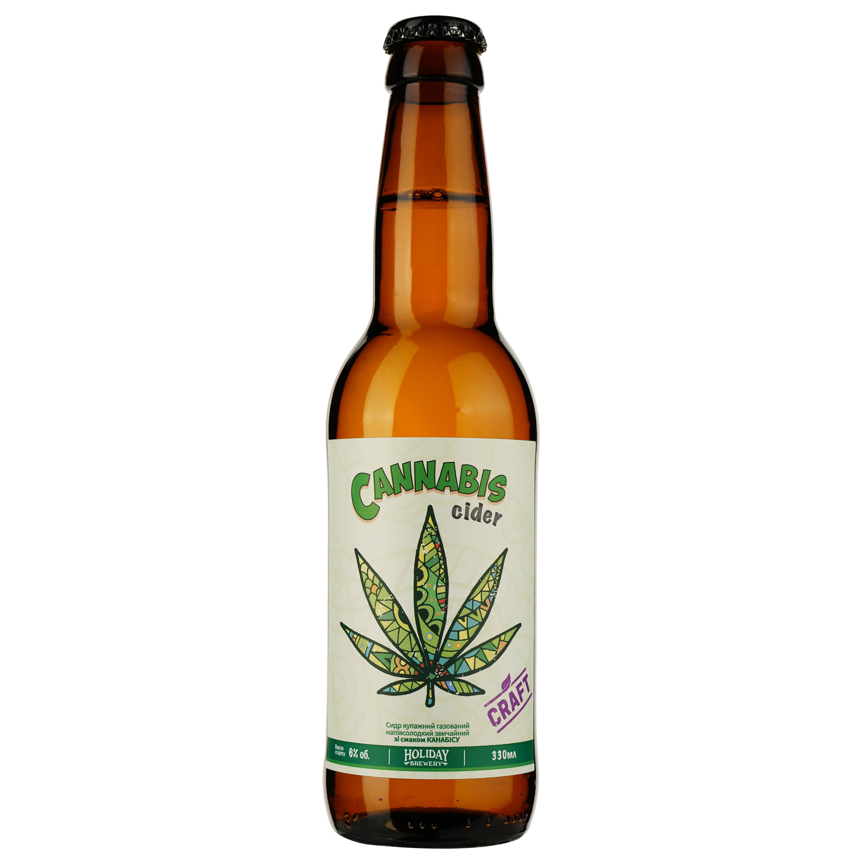 Сідр Holiday Brewery Cannabis, напівсолодкий, 6%, 0,33 л - фото 1