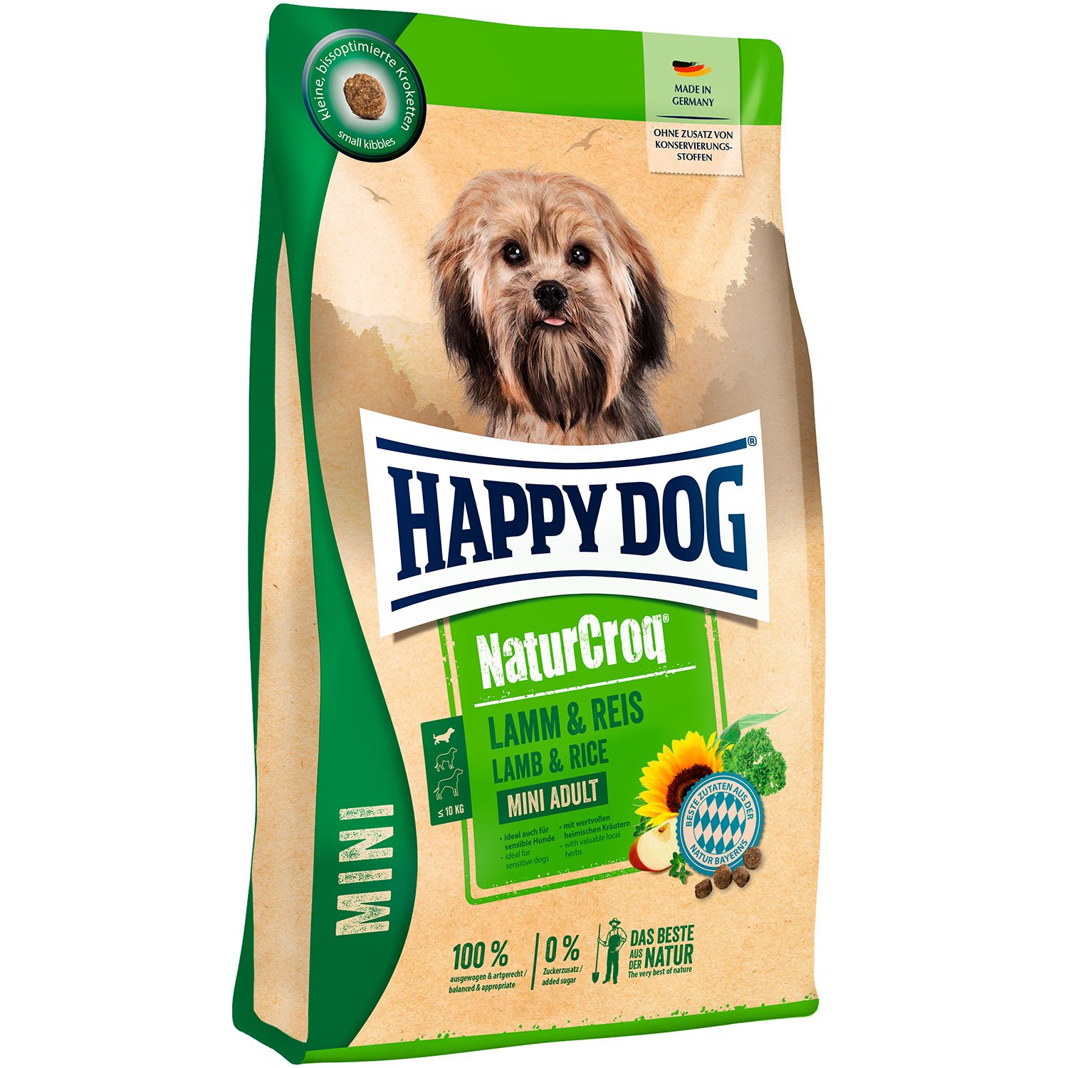 Сухой корм для собак маленьких пород Happy Dog NaturCroq Mini Lamm&Reis, с ягненком и рисом, 4 кг - фото 1