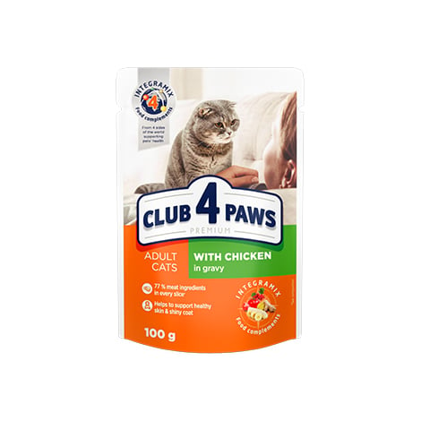 Влажный корм для кошек Club 4 Paws с курицей в соусе, 100 г - фото 1