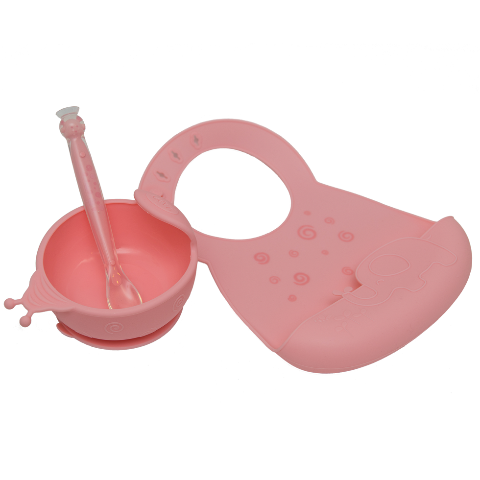 Набор силиконовой посуды KinderenOK Happy Meal, розовый (250220) - фото 1