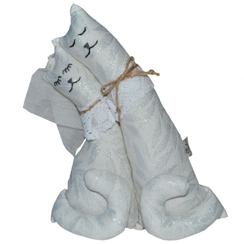 Декоративний текстильний виріб Коти Нерозлучники Біле срібло (17263) - фото 1