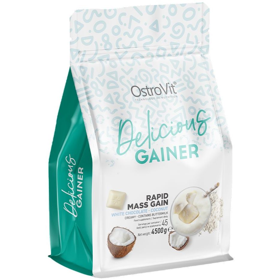 Гейнер OstroVit Delicious Gainer White Chocolate - Coconut 4500 г - фото 1