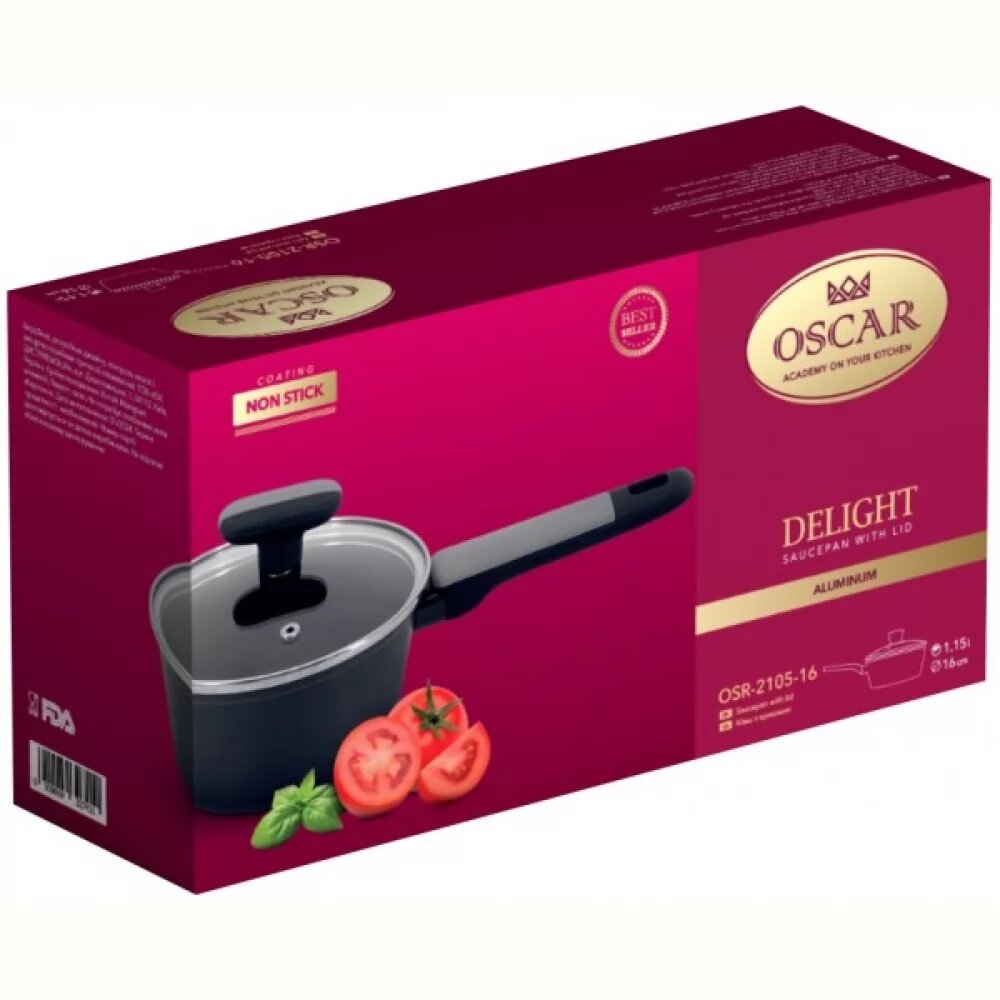 Ковш Oscar Delight алюминиевый с крышкой 16 см 1.15 л (OSR-2105-16) - фото 6