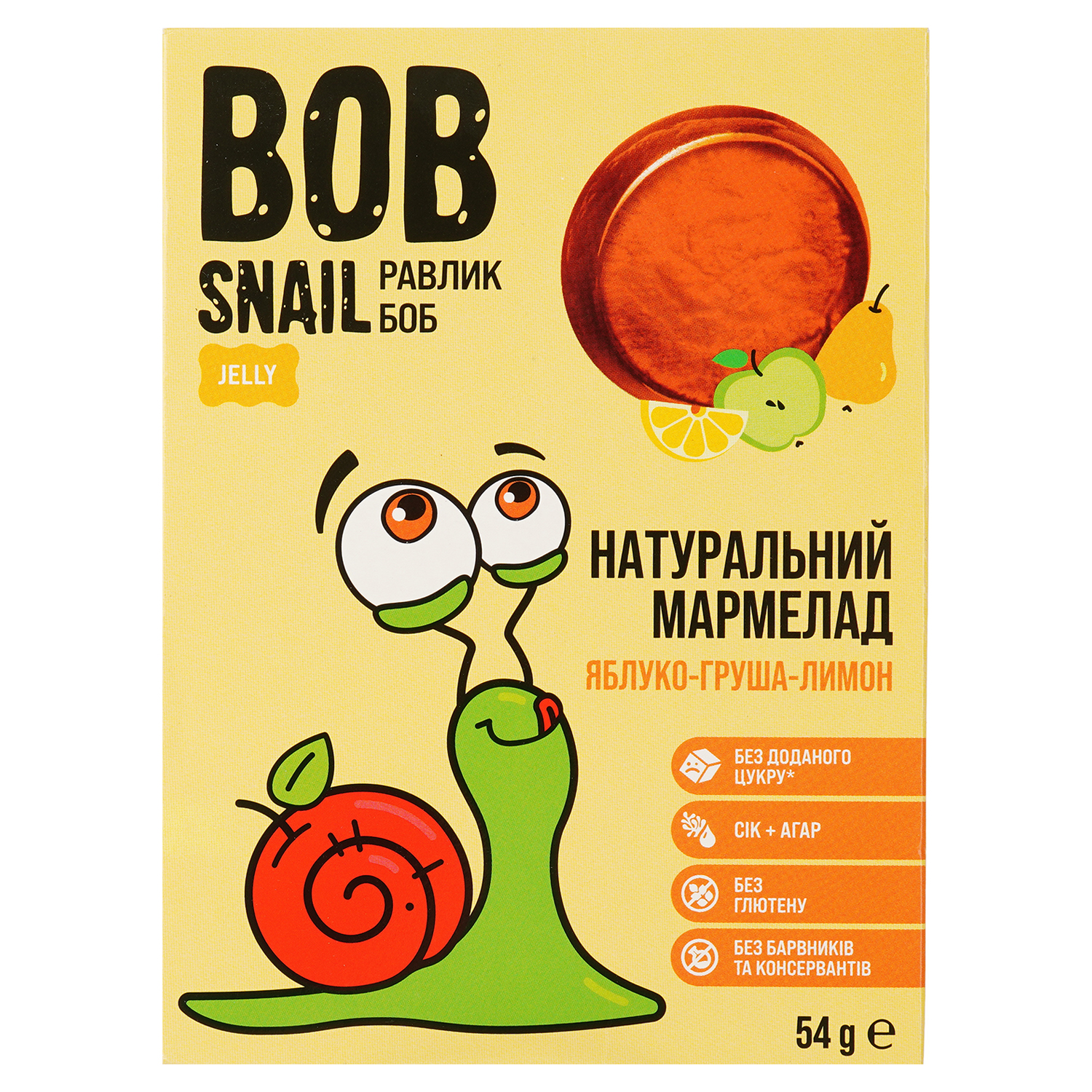 Фруктовый мармелад Bob Snail Яблоко-Груша-Лимон 54 г - фото 1