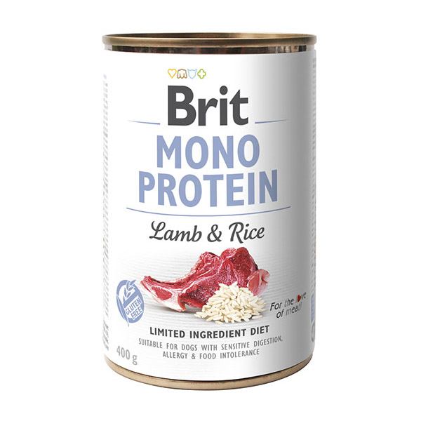 Монопротеїновий вологий корм для собак з чутливим травленням Brit Mono Protein Lamb&Rice, з ягням і рисом, 400 г - фото 1