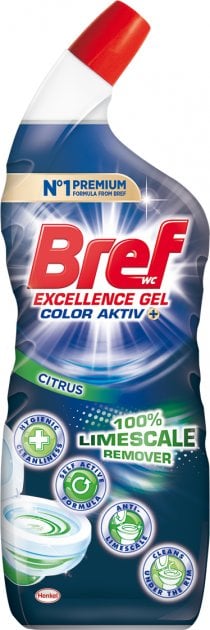 Чистящий гель для унитаза Bref Excellence Gel Color Activ Против известкового налета Цитрус, 700 мл (743087) - фото 1