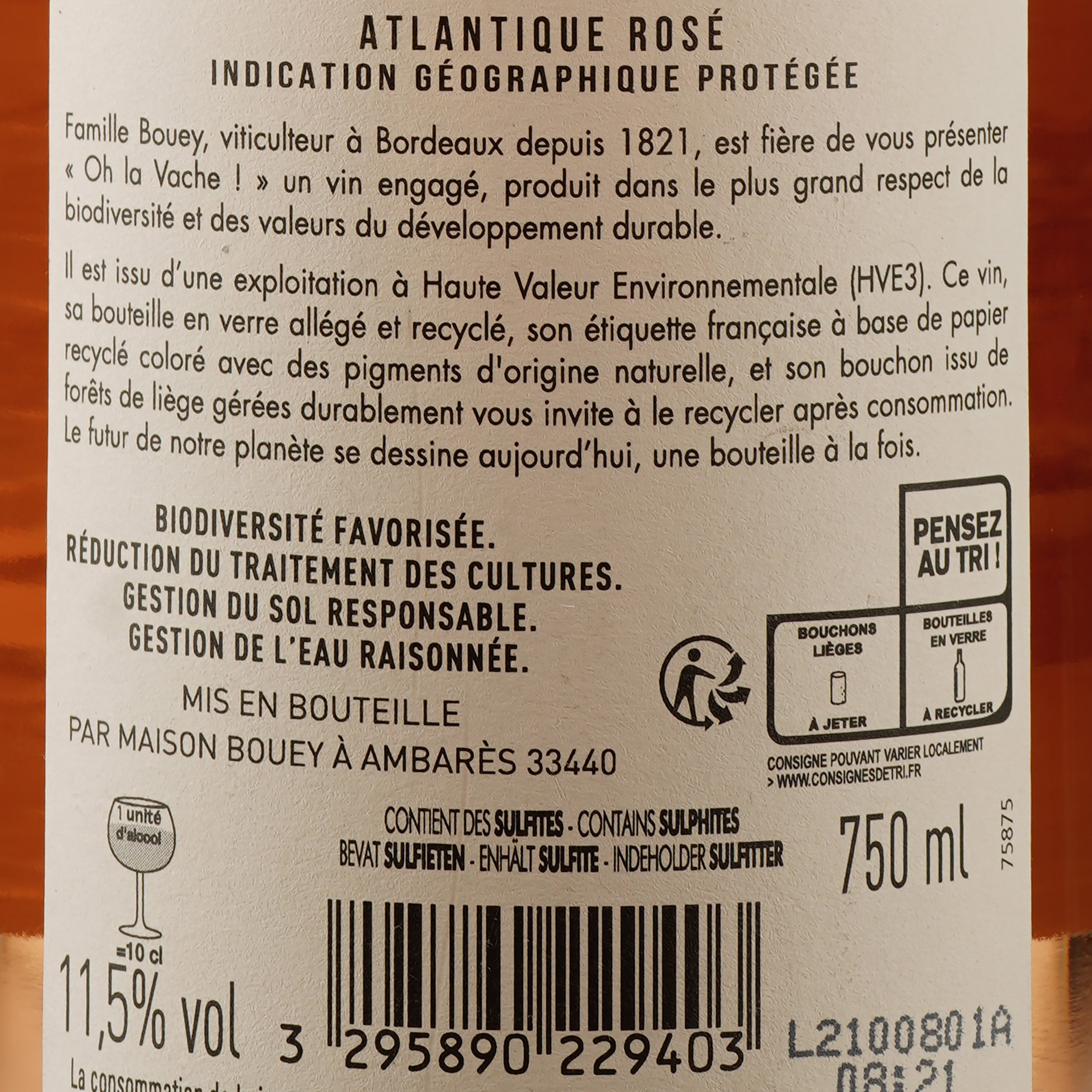 Вино Oh la Vache Atlantique, рожеве, сухе, 12%, 0,75 л (480094) - фото 4