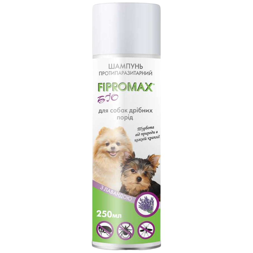 Шампунь для дрібних собак Fipromax БІО проти бліх та кліщів, з лавандою, 250 мл - фото 1