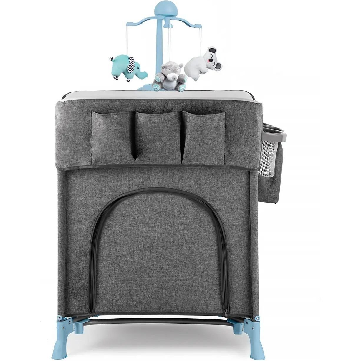 Кровать-манеж с пеленатором Kinderkraft Joy Blue серая с голубым (00-00158382) - фото 7