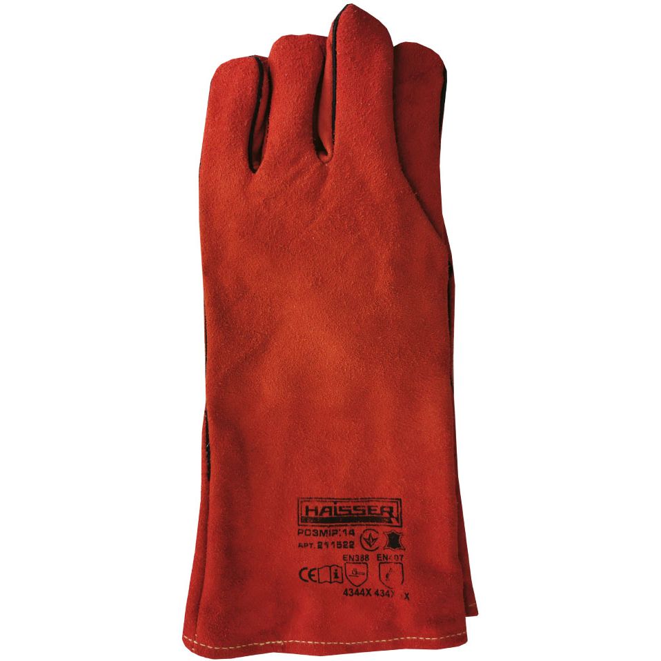 Перчатки замшевые Haisser 211522 с усиленным большим пальцем с кевларовой нитью красные - фото 1