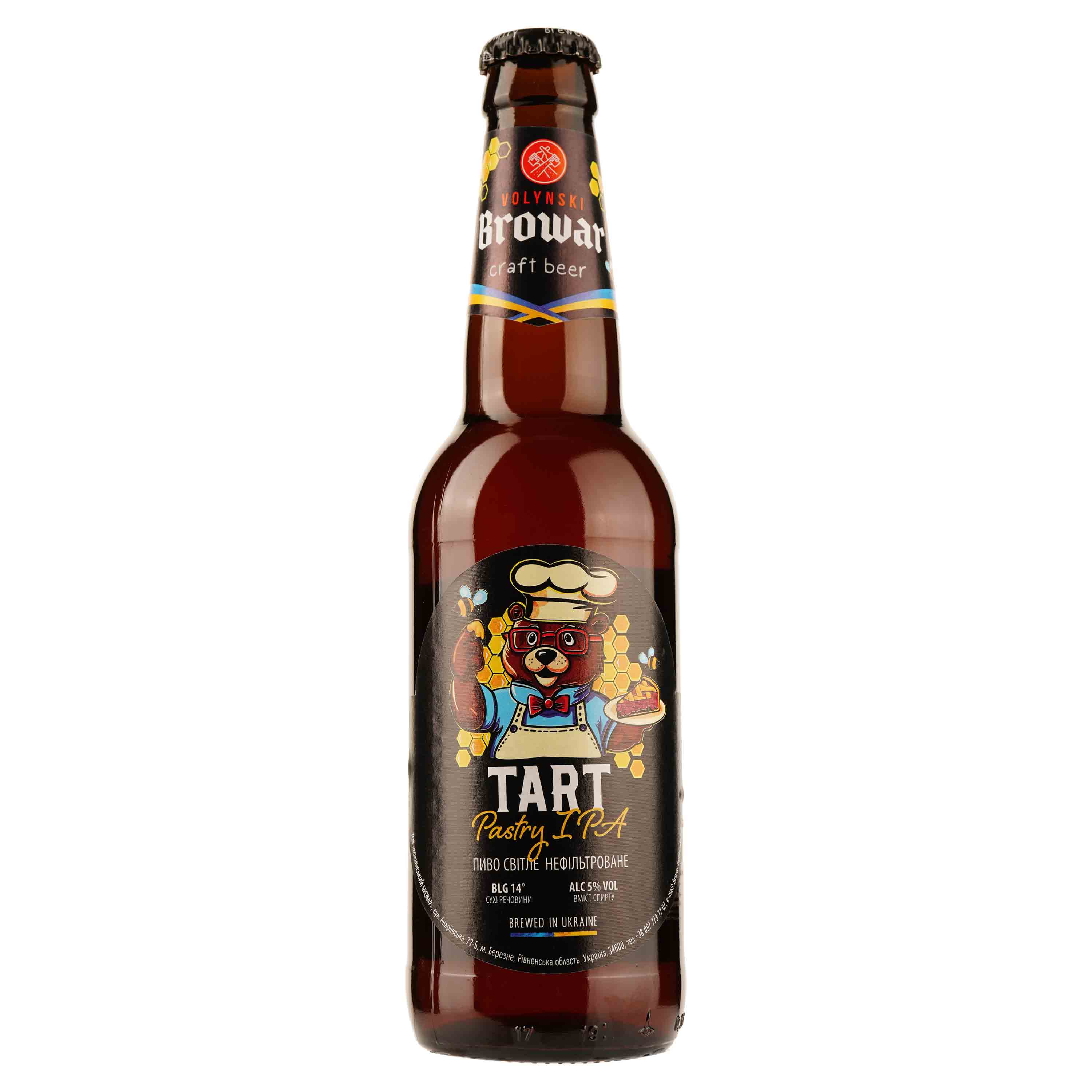 Пиво Volynski Browar Tart Pasty IPA, світле, нефільтроване, 5%, 0,35 л - фото 1