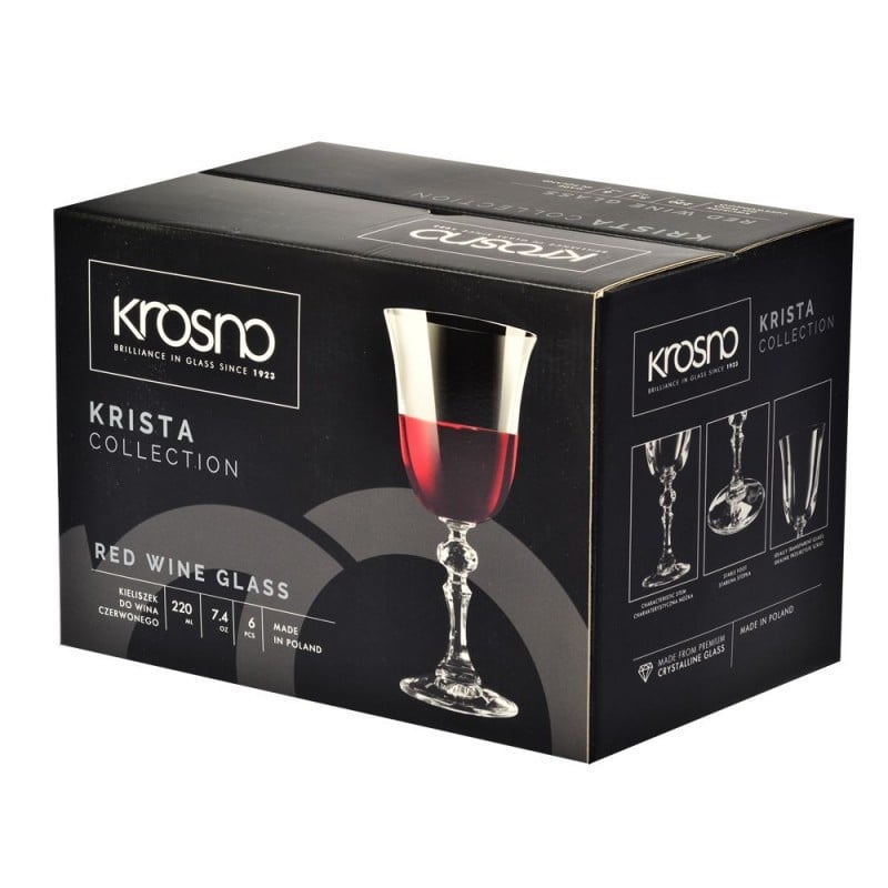 Набір келихів для червоного вина Krosno Krista, скло, 220 мл, 6 шт. (788180) - фото 3