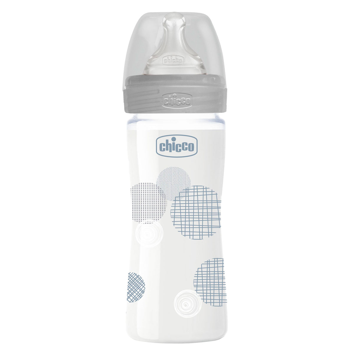 Бутылочка для кормления Chicco Well-Being Physio с силиконовой соской, 240 мл, серый (28721.30) - фото 1