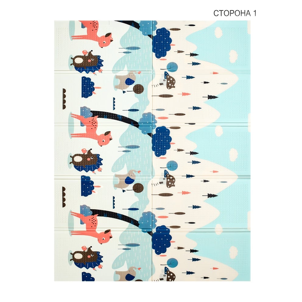Дитячий двосторонній складний килимок Poppet Чарівний ліс та Мандрівка містом, 150х200х0,8 см (PP018-150H) - фото 3