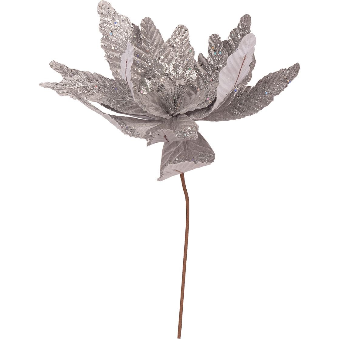 Квітка декоративна Novogod'ko Пуансетія 40 см срібло (973965) - фото 1