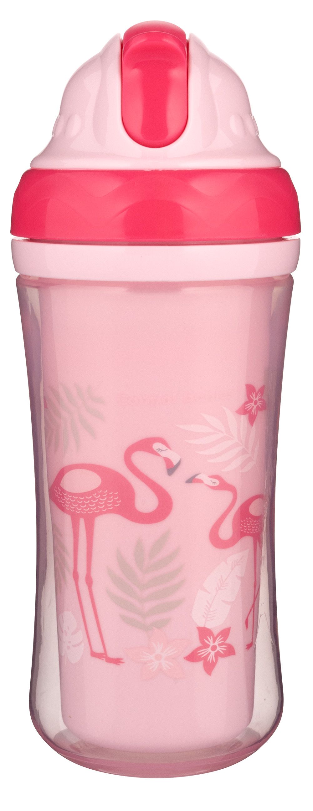Бутылка для воды и напитков Canpol babies Фламинго, с силиконовой трубочкой и двойными стенками, 260 мл, розовый (74/050) - фото 1