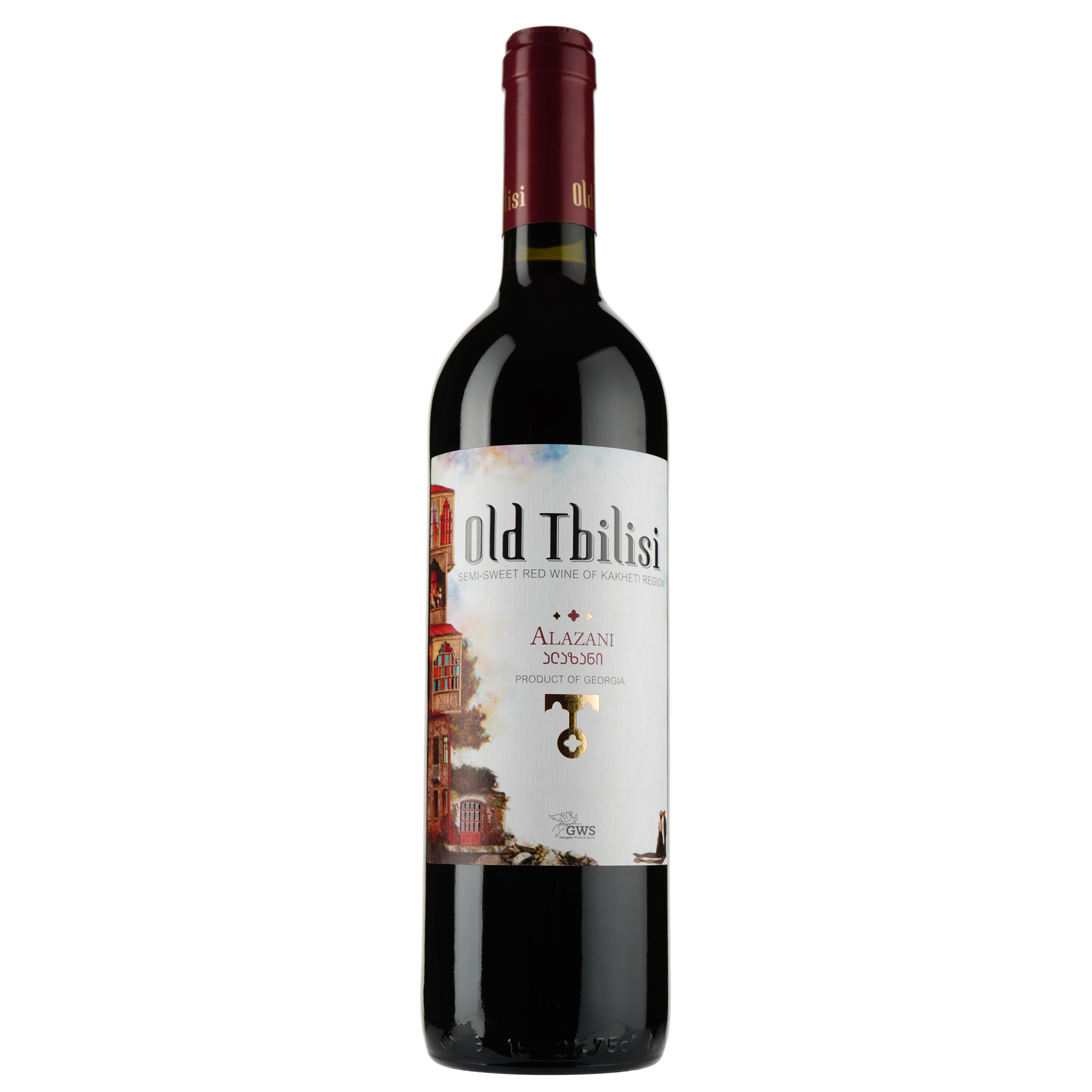 Вино Old Tbilisi Алазани, красное, полусладкое, 12%, 0,75 л - фото 1