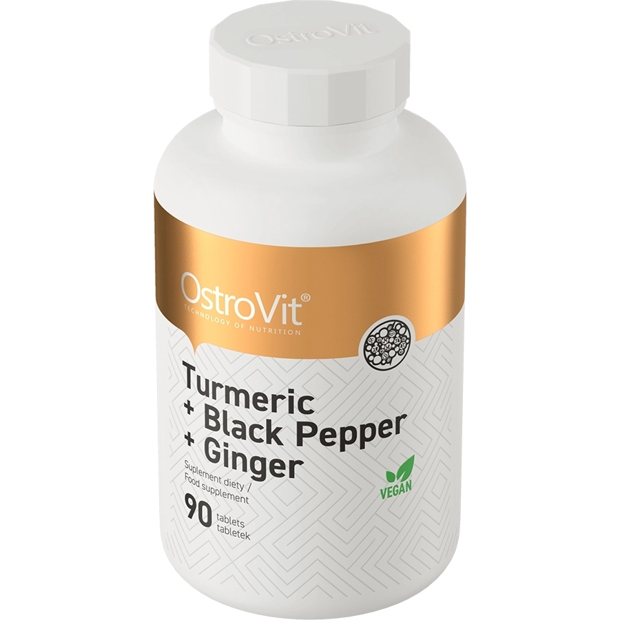 Натуральна добавка OstroVit Turmeric + Black Pepper + Ginger 90 таблеток - фото 2