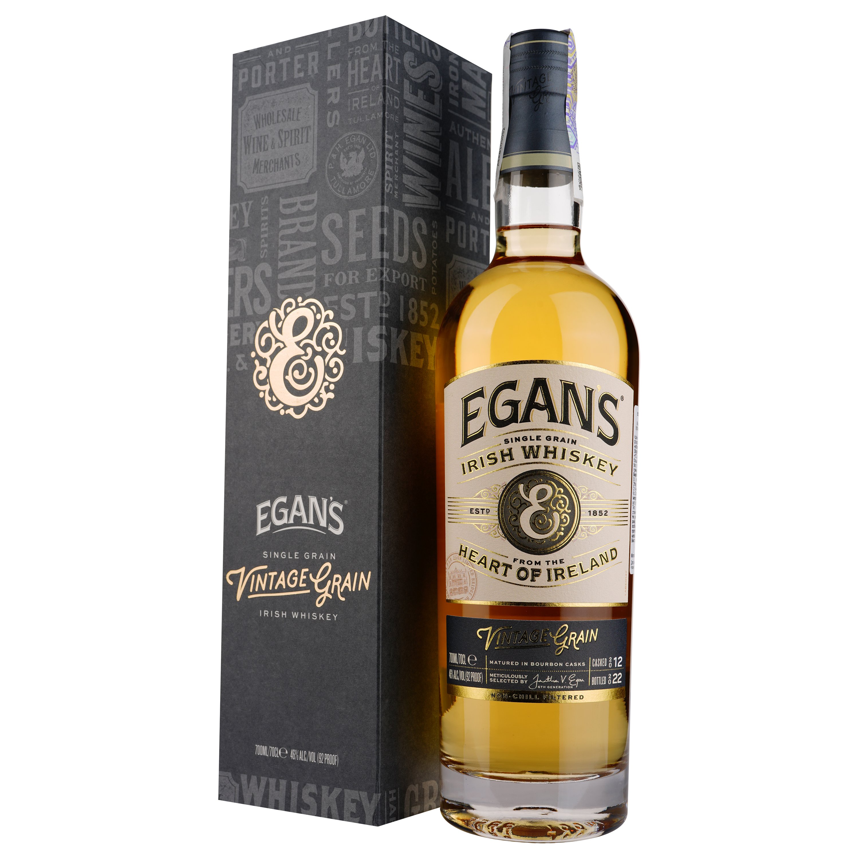 Віскі Egan's Vintage Single Grain Irish Whiskey 46% 0.7 л - фото 1