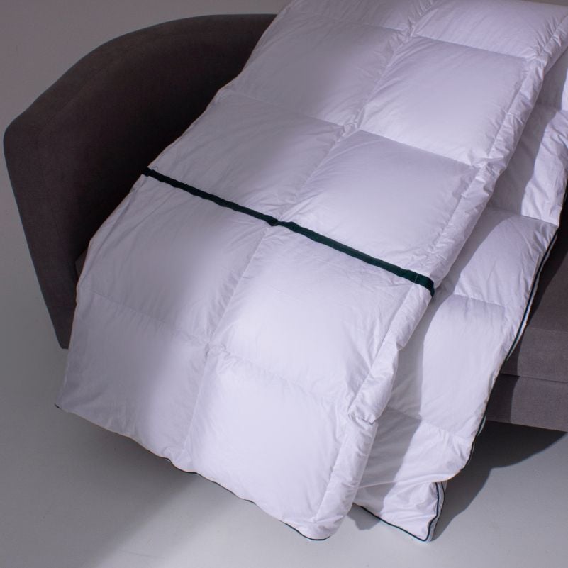 Одеяло пуховое MirSon Imperial Style, зимнее, 240х220 см, белое с зеленым кантом - фото 8