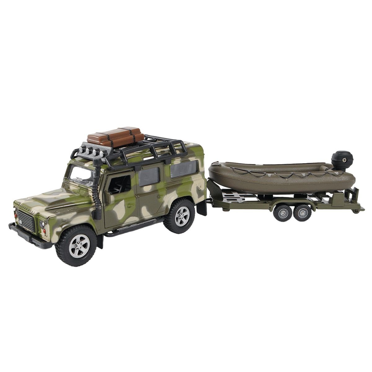 Игровой набор TechnoDrive Land Rover Defender Military с лодкой (520191.270) - фото 1