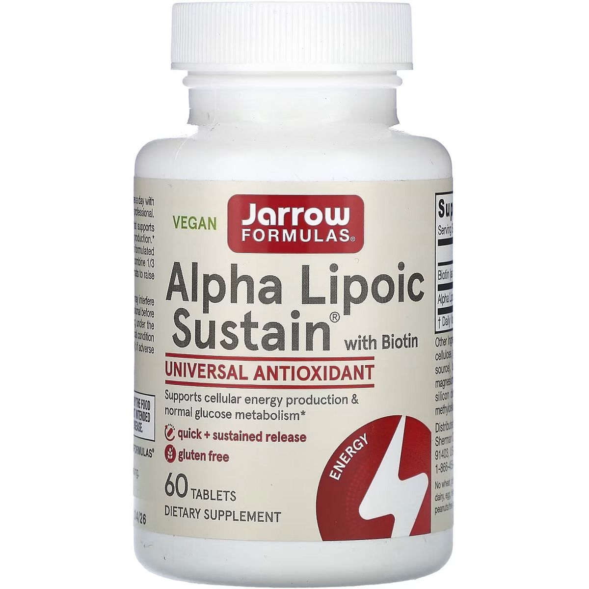 Альфа-Ліпоєва кислота Jarrow Formulas Alpha Lipoic Sustain з біотином 300 мг 60 таблеток - фото 1