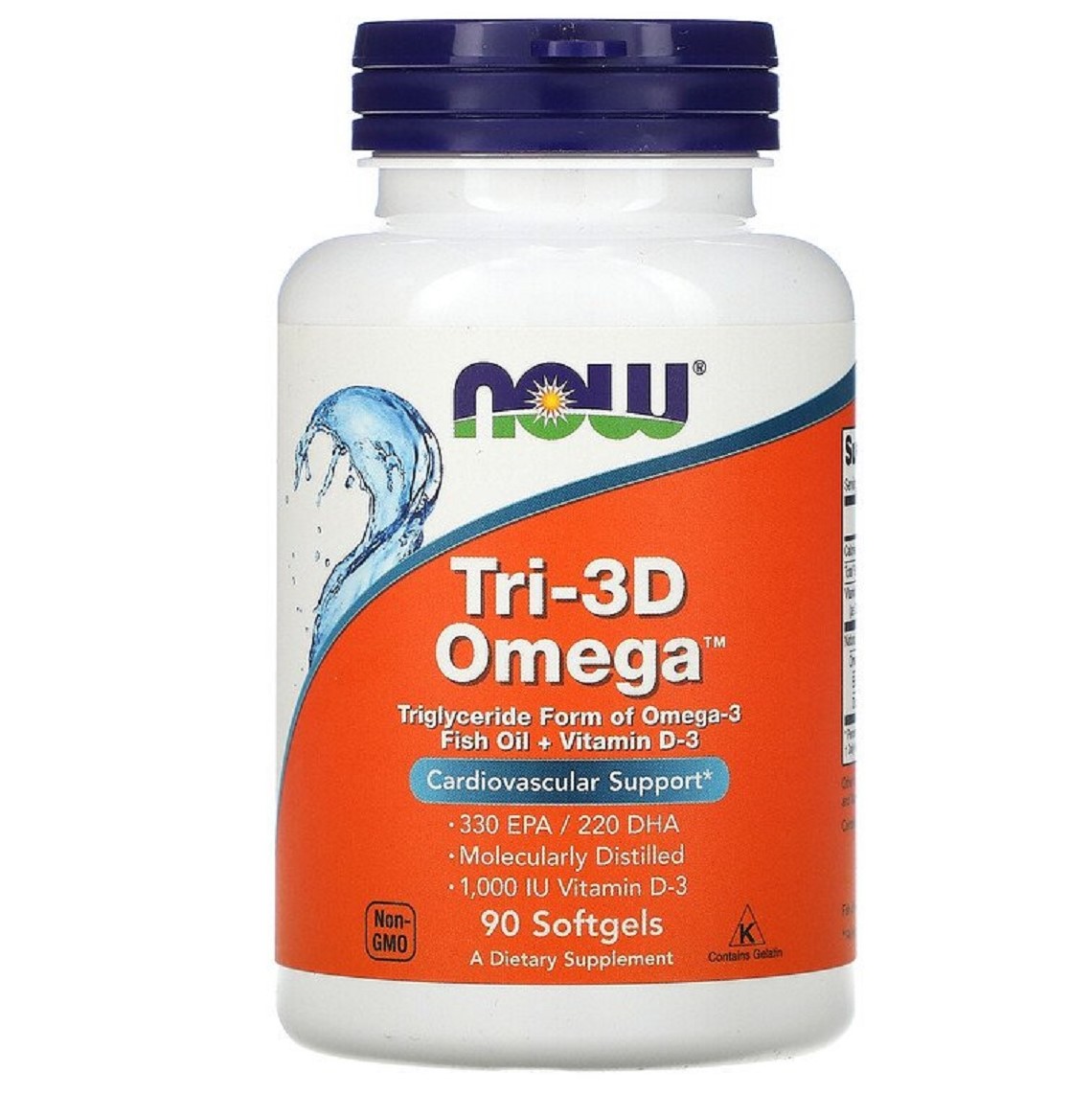 Риб'ячий жир + D3 Now Foods Tri-3D Omega 90 желатинових капсул - фото 1