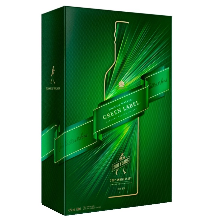 Виски Johnnie Walker Green label, 43 %, 0,7 л + 2 бокала - фото 1