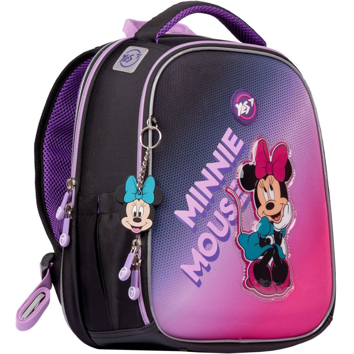 Фото - Школьный рюкзак (ранец) Yes Рюкзак каркасний  H-100 Minnie Mouse, чорний з малиновим  (552210)
