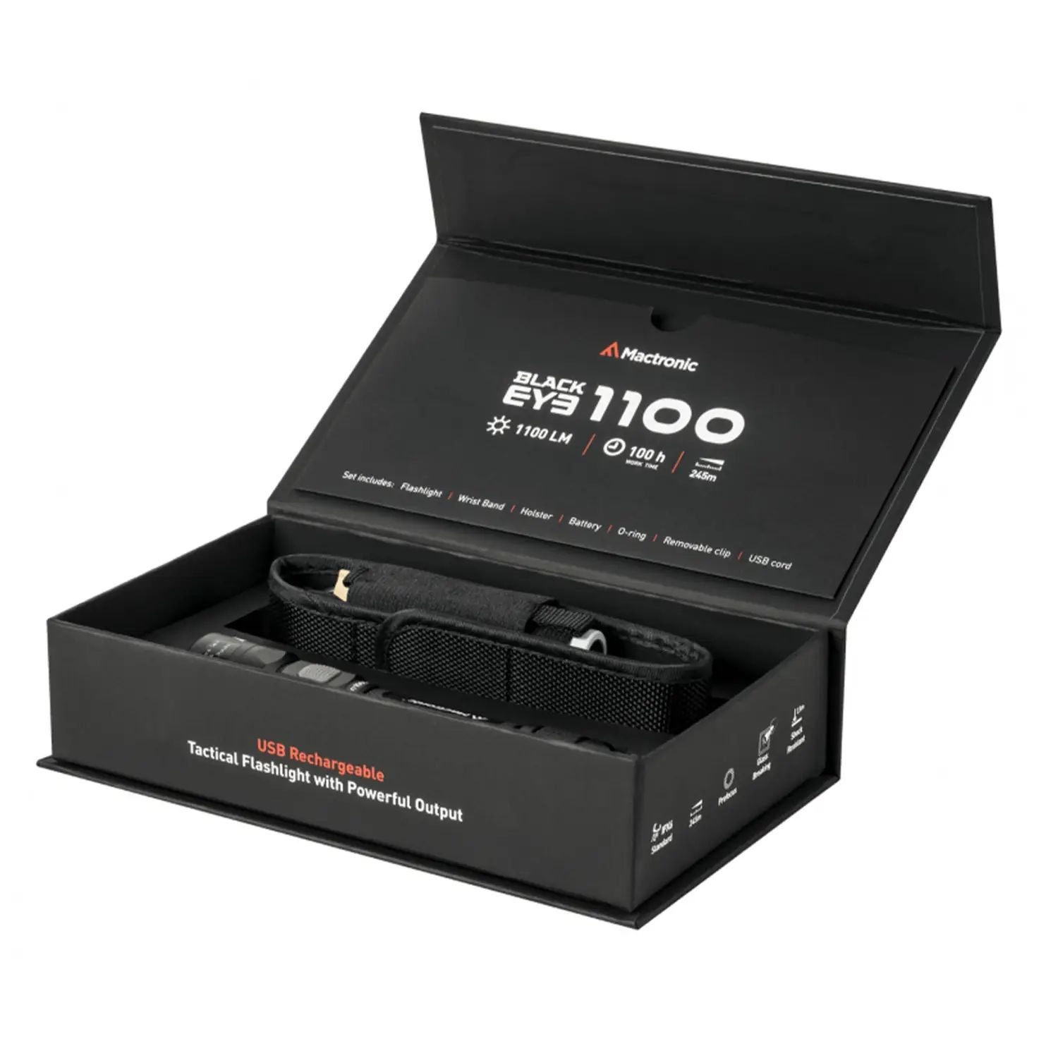 Фонарь тактический Mactronic Black Eye 1100 Lm USB Rechargeable (THH0043) - фото 4