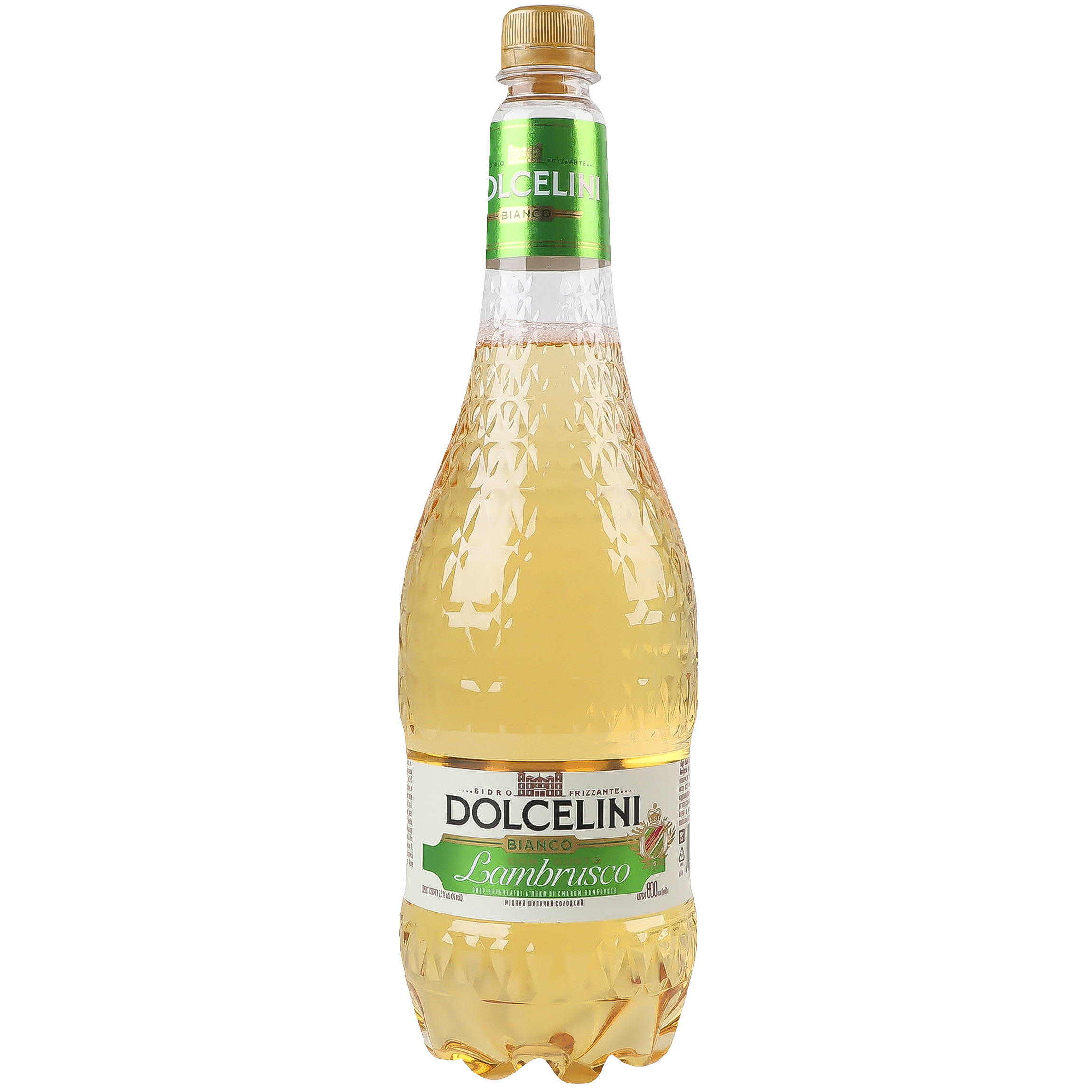 Сидр Dolcelini Con Gusto Lambrusko Bianco солодкий 7.5% 0.8 л - фото 1