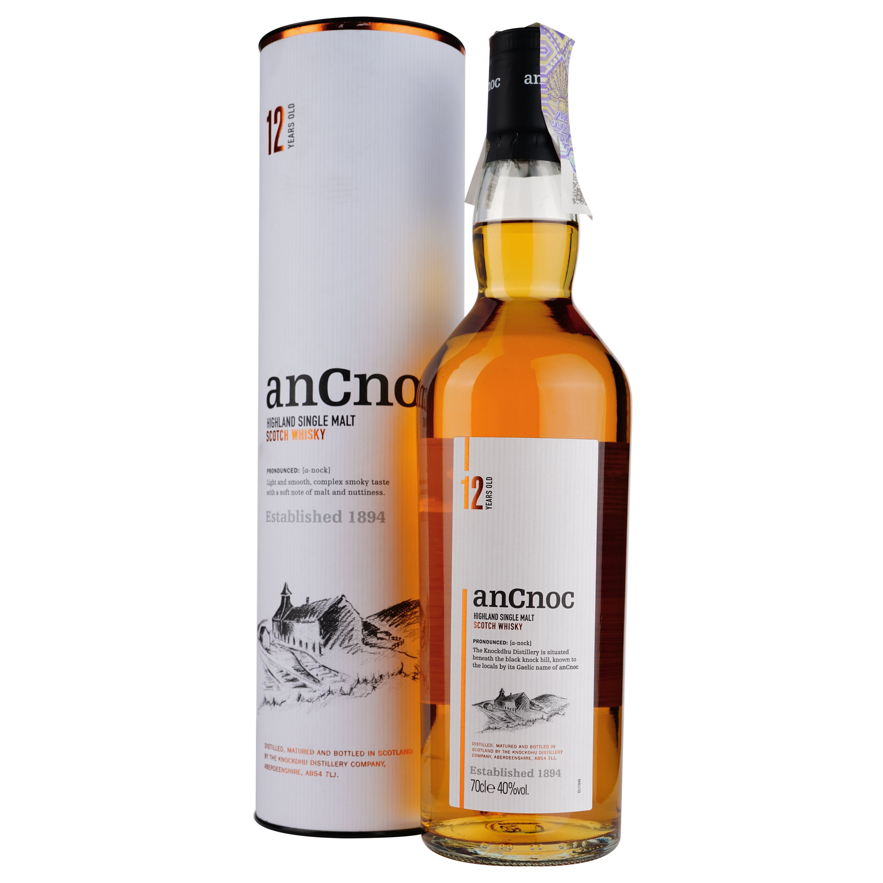 Віскі anCnoc 12 yo Single Malt Scotch Whisky 40% 0.7 л - фото 1