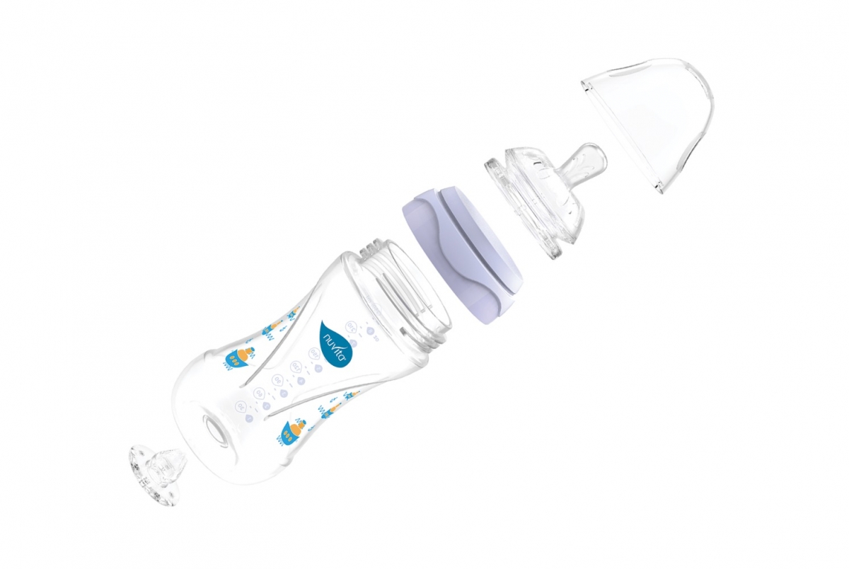 Пляшечка для годування Nuvita Mimic, антиколікова, 250 мл, блакитний (NV6030Blue) - фото 2