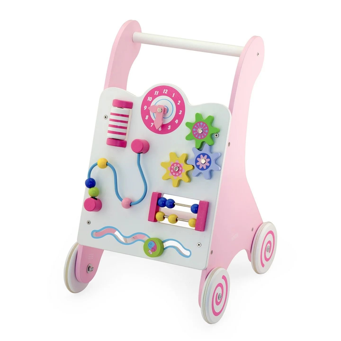 Дитячі ходунки-каталка Viga Toys з бізібордом, рожевий (50178) - фото 1