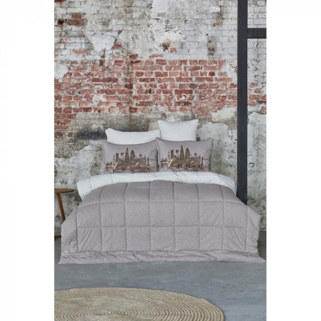 Набор постельное белье с одеялом Karaca Home Londra bej, полуторный, бежевый, 3 предмета (svt-2000022226196) - фото 1