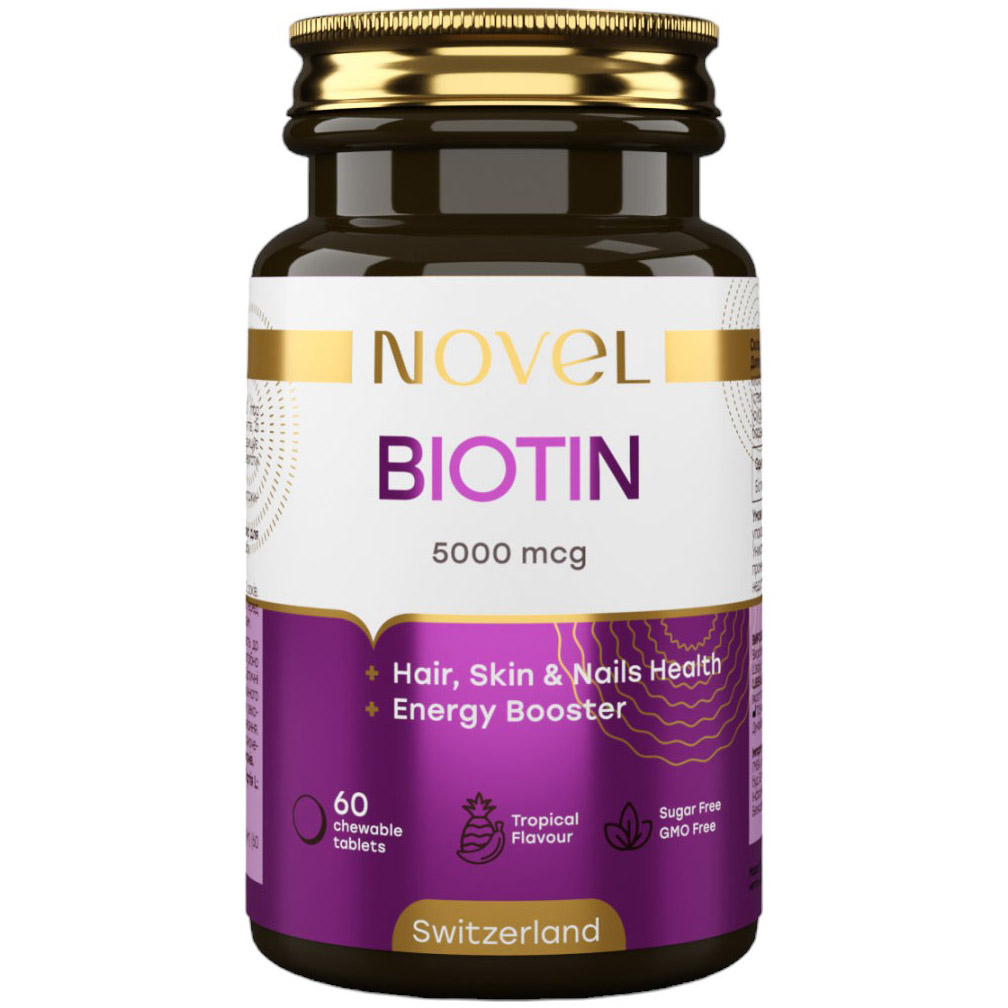 Вітаміни Novel Біотин 5000 мкг 60 жувальних таблеток - фото 1
