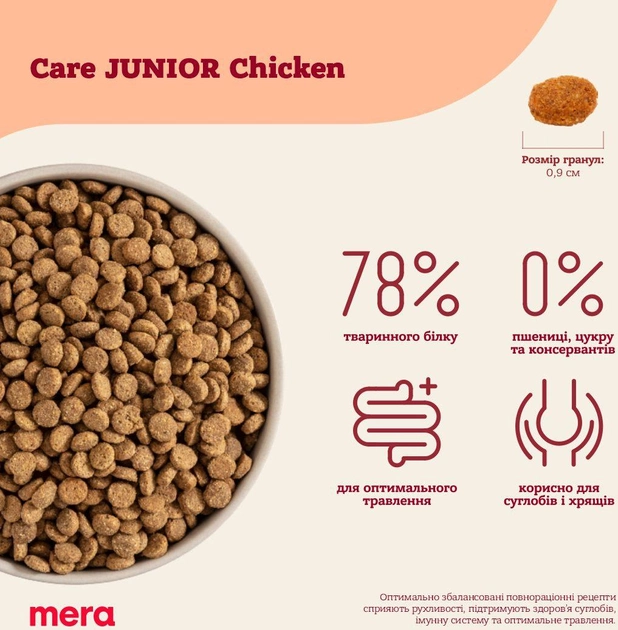 Сухой корм для собак юниоров Mera Care Junior Chicken с курицей 10 кг - фото 3