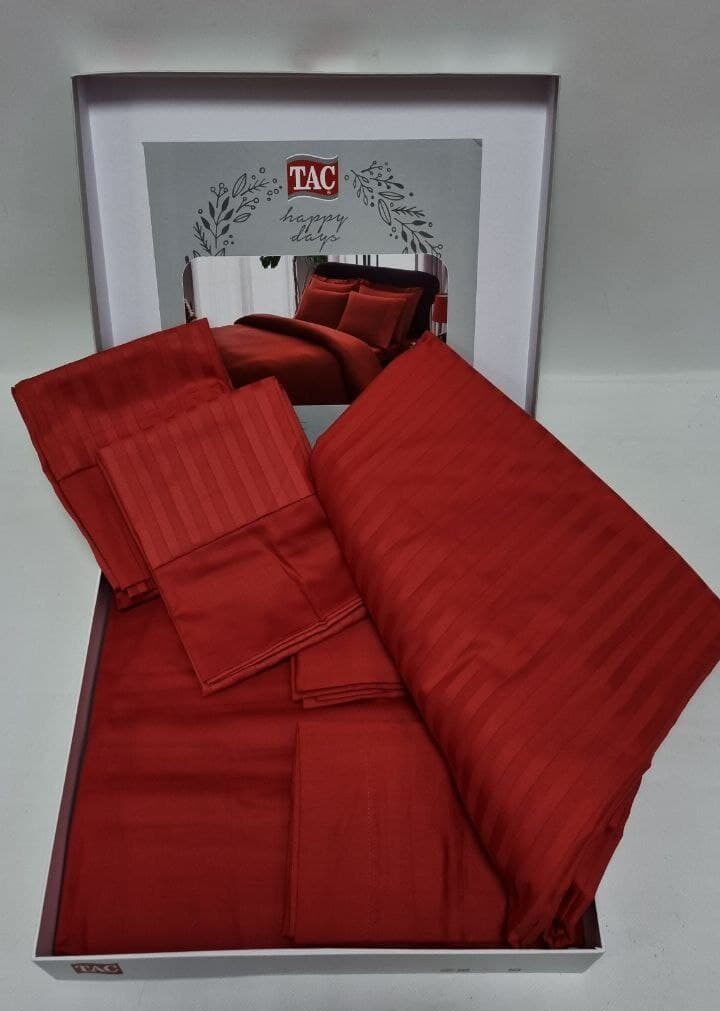 Комплект постельного белья TAC Premium Basic Red Евро Красный 000229937 - фото 2