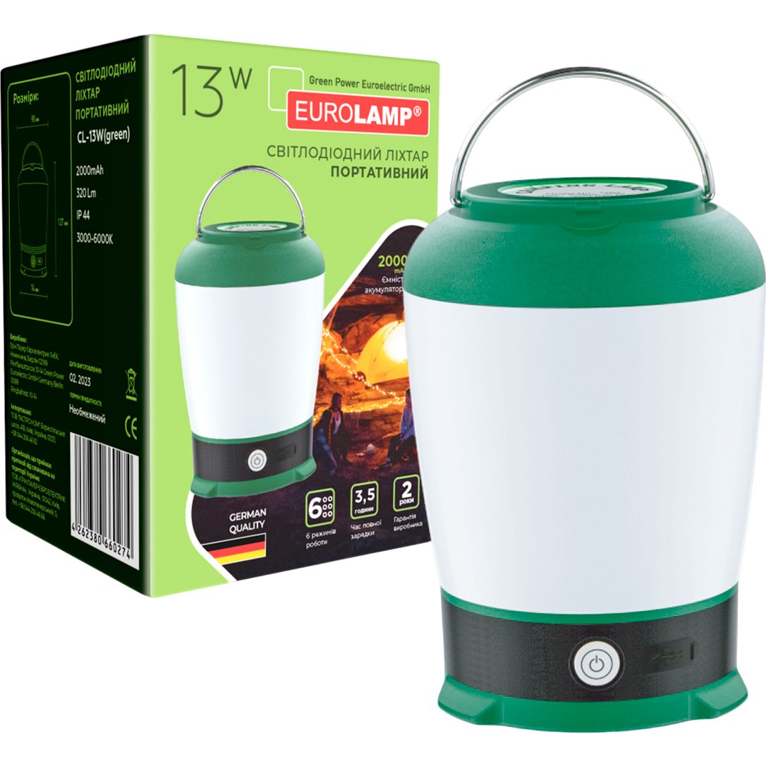 Світлодіодний ліхтар Eurolamp портативний 13W Micro-USB зелений (CL-13W(green)) - фото 2