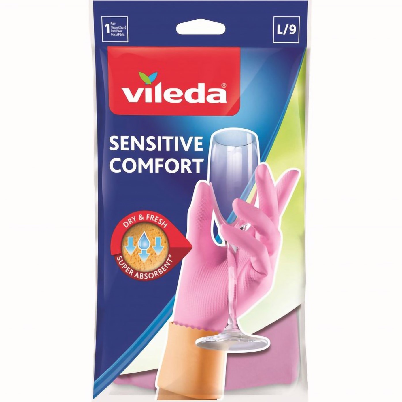 Перчатки латексные Vileda Sensitive Comfort для деликатных работ размер L 1 пара (4003790006890) - фото 1